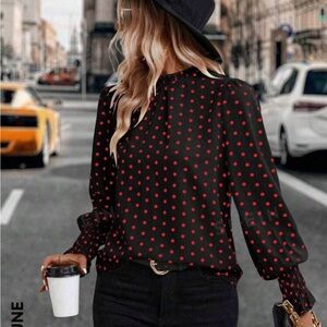 Polka dot long sleeve blouse